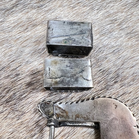 Turquoise Sterling Silver Belt Buckle Set